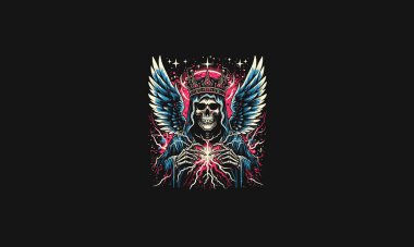 angel of death wearing crown and lightning vector artwork design clipart