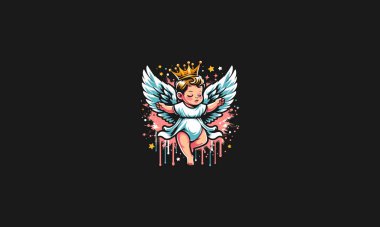 baby angel wearing crown vector mascot design clipart