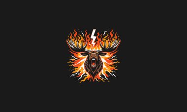 moose angry with flames lightning vector artwork design clipart