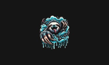sloth angry on cloud vector illustration artwork design clipart