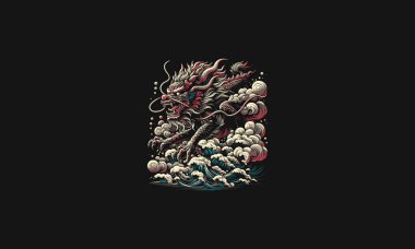 dragon angry on cloud smoke vector artwork design clipart
