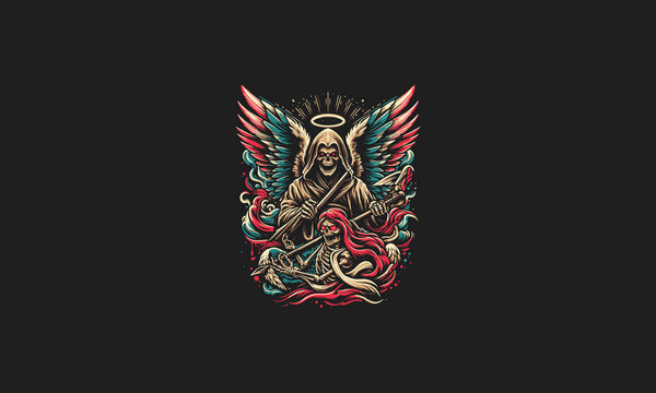 angel of death with big wings vector artwork design