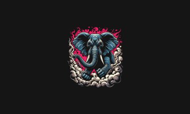 elephant angry with smoke vector illustration artwork design clipart