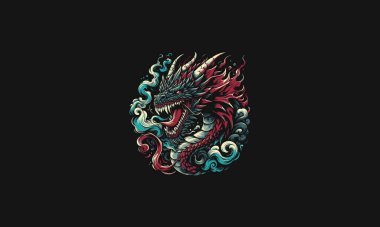 dragon angry with smoke vector artwork design clipart
