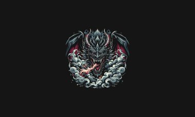dragon angry with smoke vector artwork design clipart