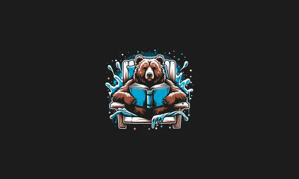stock vector bear reading book relax vector illustration artwork design