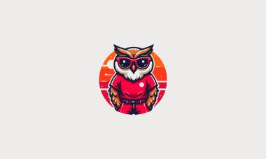 character owl wearing sun glass vector mascot design clipart