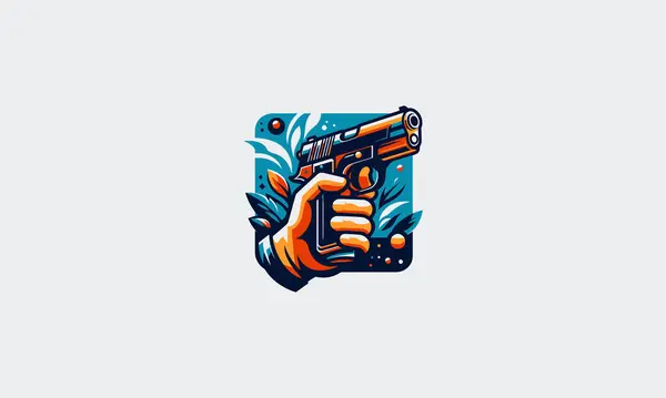 stock vector hand hold gun vector illustration logo design