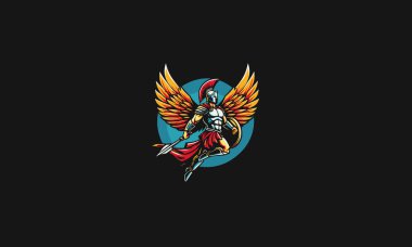 flying spartan with wings vector artwork design clipart