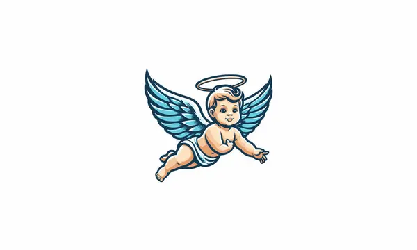 stock vector flying baby angel with wings vector mascot flat design