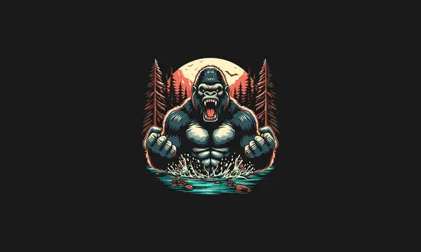 stock vector gorilla angry on forest vector illustration artwork design