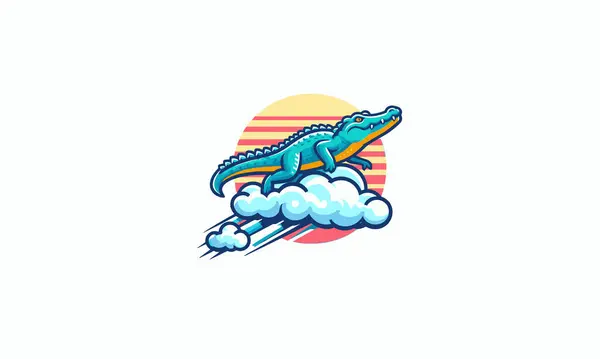 stock vector crocodile on cloud vector illustration flat design