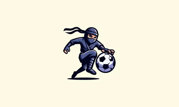 stock vector character ninja playing football vector flat design