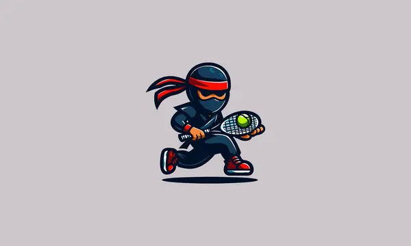 stock vector character ninja playing tennis vector mascot design