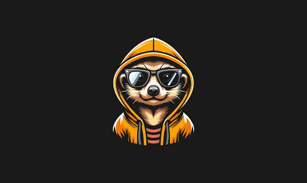 stock vector head meerkat wearing hoodie and sun glass vector design