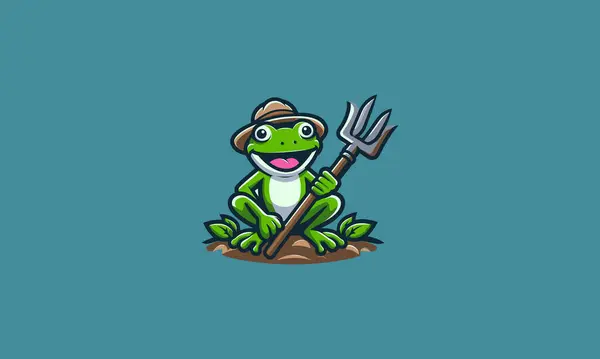 stock vector character frog holding hoe vector flat design