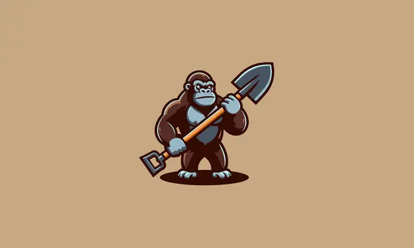 stock vector character gorilla holding hoe vector mascot design