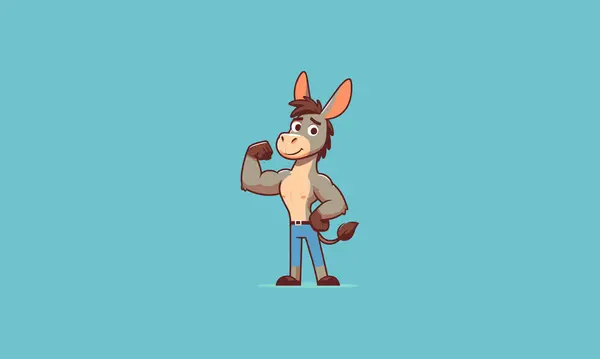 stock vector character cartoon donkey body builder vector mascot design