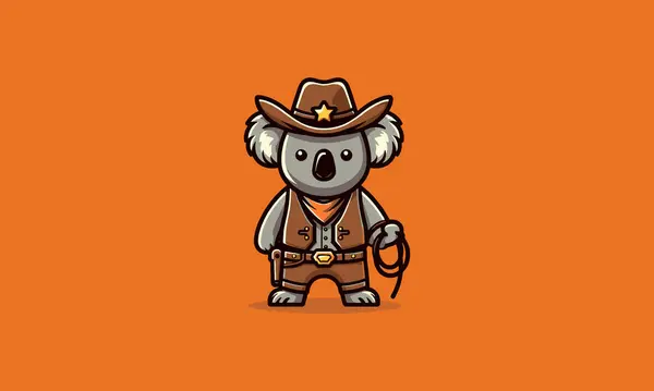 stock vector character koala wearing uniform cowboy vector mascot design