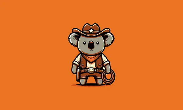 stock vector character koala wearing uniform cowboy vector mascot design