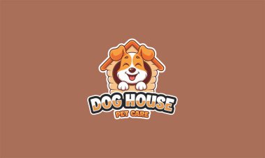 Happy dog inside a house, representing a pet care service. clipart