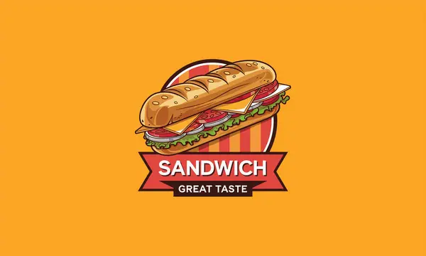 stock vector Sandwich logo with detailed ingredients, bold text, and vibrant colors