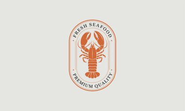 Seafood restaurant logo featuring a lobster with a premium banner design. clipart