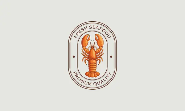 stock vector Seafood restaurant logo featuring a lobster with a premium banner design.