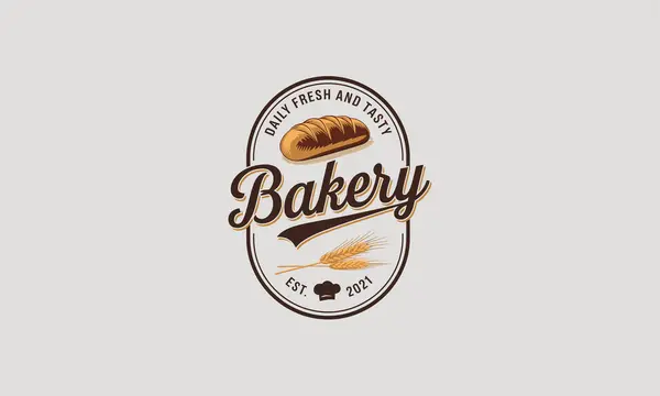 stock vector Fresh bread bakery logo with wheat and bread loaf illustration.