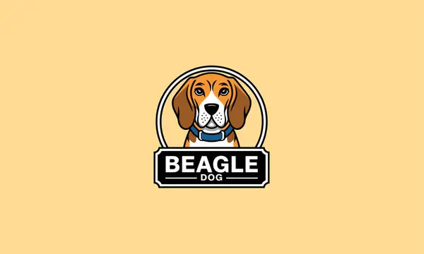 stock vector Beagle dog logo with detailed face and collar illustration