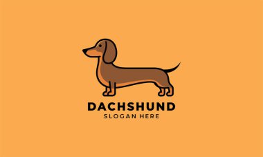 Yer tutucu metin ile basit dachshund köpek logo tasarımı.