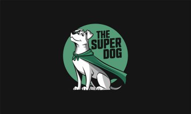 Heroic dog with a green cape and Super Dog text clipart