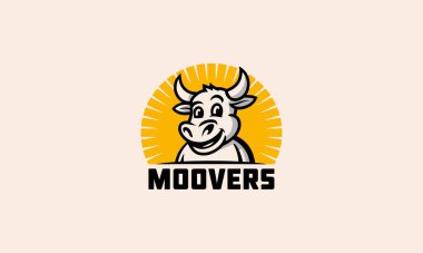 Friendly cow mascot for moving company logo design. clipart