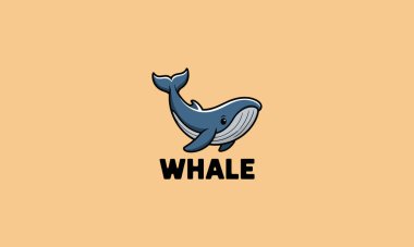 Blue whale vector illustration with minimalistic design clipart