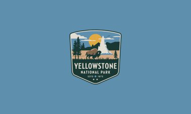 Bizon ve gayzerli Yellowstone Ulusal Parkı rozeti