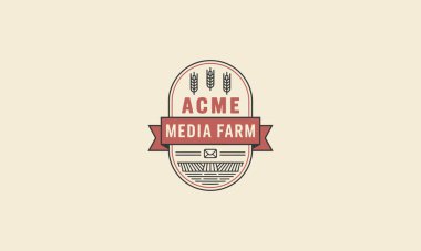 Modern media farm logo with envelope and wheat icons clipart