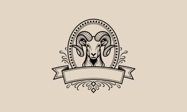 Detailed ram emblem with blank banner for customization clipart