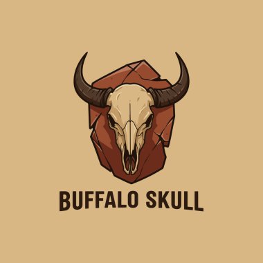 Buffalo Skull on a Brown Rocky Background clipart