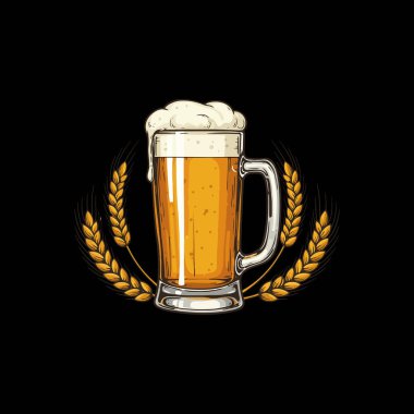 Frothy Beer Mug Adorned With Wheat Stalks clipart