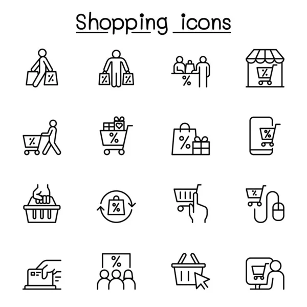 Shopping Icon Set Thin Line Style — Stock Vector