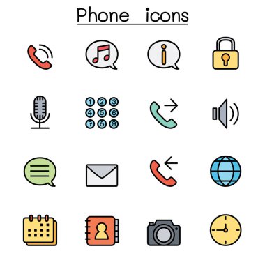 Telefon renk çizgisi simgesi seti