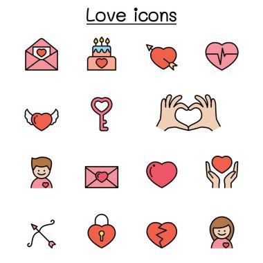 Aşk renk çizgisi simgesi seti