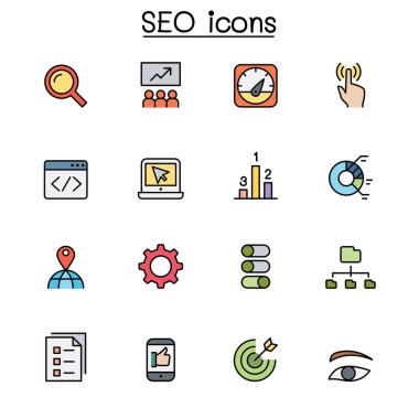 SEO & Değiştirme renk çizgisi simgesi seti