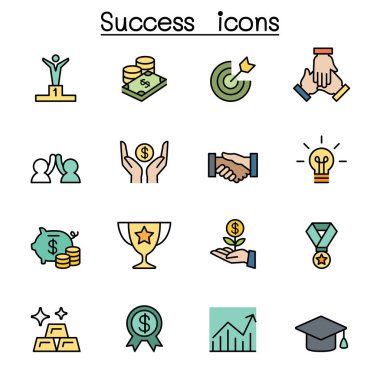 Başarı renk çizgisi simgesi seti