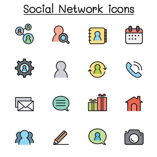 Kolorowa Ikona Sieci Społecznościowych — Wektor stockowy