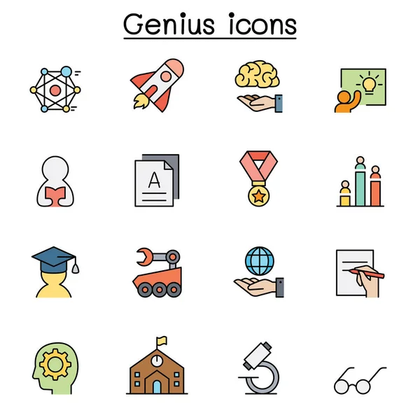 Conjunto Iconos Línea Color Inteligente Genuino Aprendizaje Educación Ilustraciones de stock libres de derechos