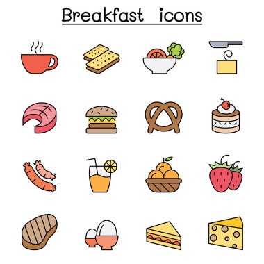 Renkli simge seti Kahvaltı