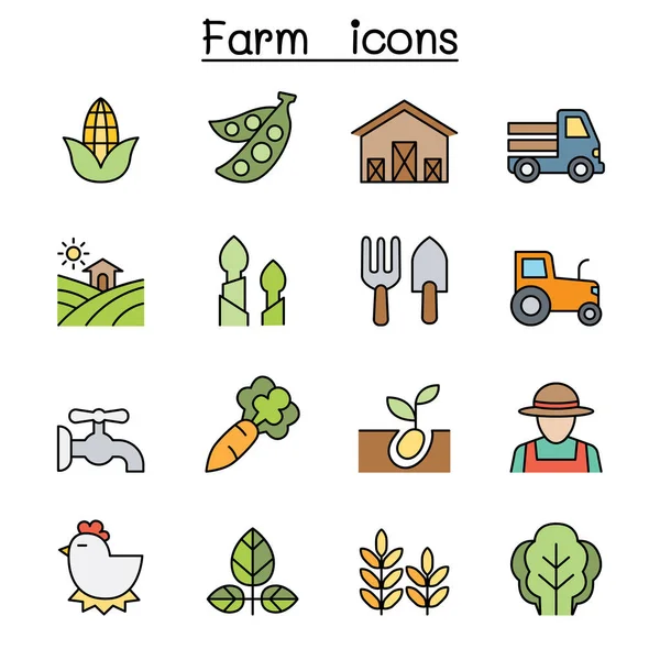 Agricultura Agricultura Icono Línea Color Conjunto — Vector de stock