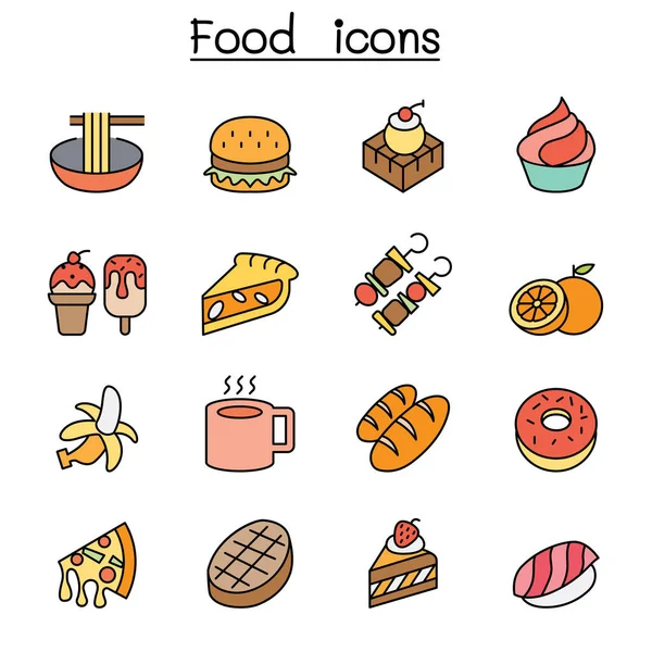 Food Color Line Icon Set — Stock Vector