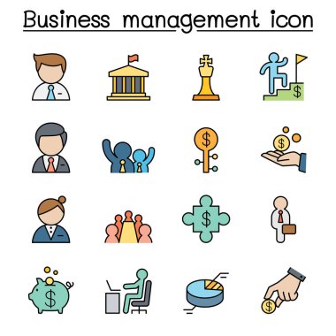 İş yönetimi renk çizgisi simgesi seti